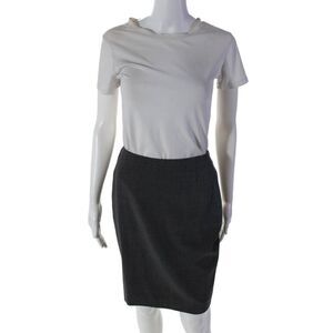 Emmanuel Womens Lined Straight Pencil Back Slit Zipped Closure Skirt Gray Size 4